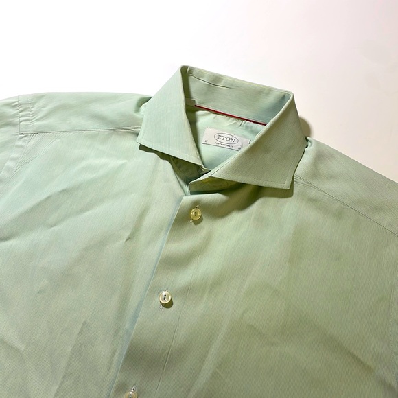 Eton Shirts Eton Mens 65 42 Contemporary Fit Light Green Stripe